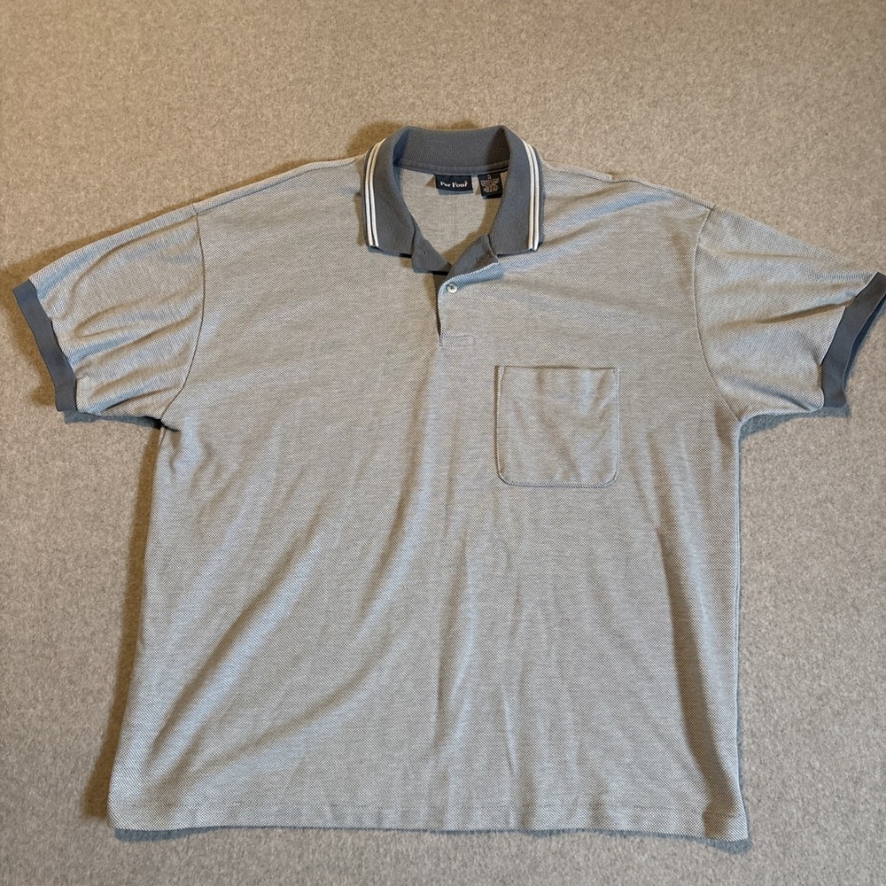 Par Four Blue Polo Shirt Men's XL Golf USA Vintage Preppy  Tennis